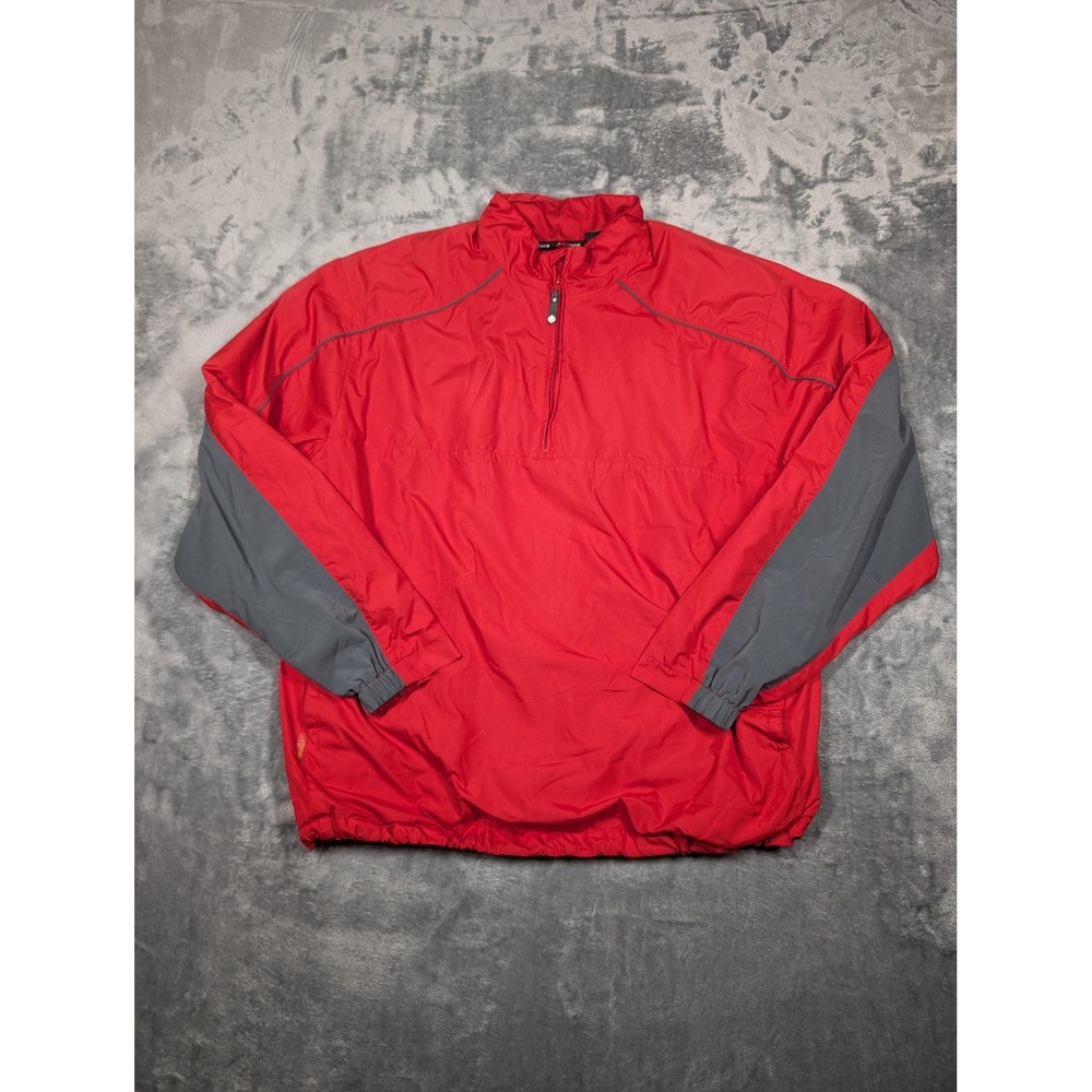 Sunice Jacket Mens XL Red Gray Half Zip Pullover Windbreaker Golf Style 3521